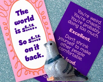 Thinking of You Gift Funny Pigeon Charm Get Well Soon Present Sarcastic Coworker Encouragement Friend No Filter Mini Resin Figurine