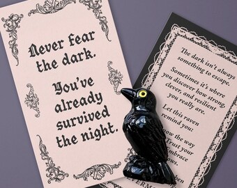 Pocket Hug Raven Charm Bookish Literary Gift for Her Poe Nevermore Present Encouragement Sympathy Anxiety Grief Comfort Mini Resin Figurine