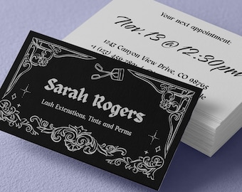 Lash Artist Business Card Beauty Salon Canva Template Editable Whimsygoth Luxury Entrepreneur QR Code Printable Design Small Biz Branding