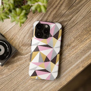 Abstract Geometric Art Tough Phone Case Compatible with iPhone 16 15 14 13 12 11 X XR XS SE 8 7 (Pro Plus Max Mini) & Galaxy S24 S23 S22 S21