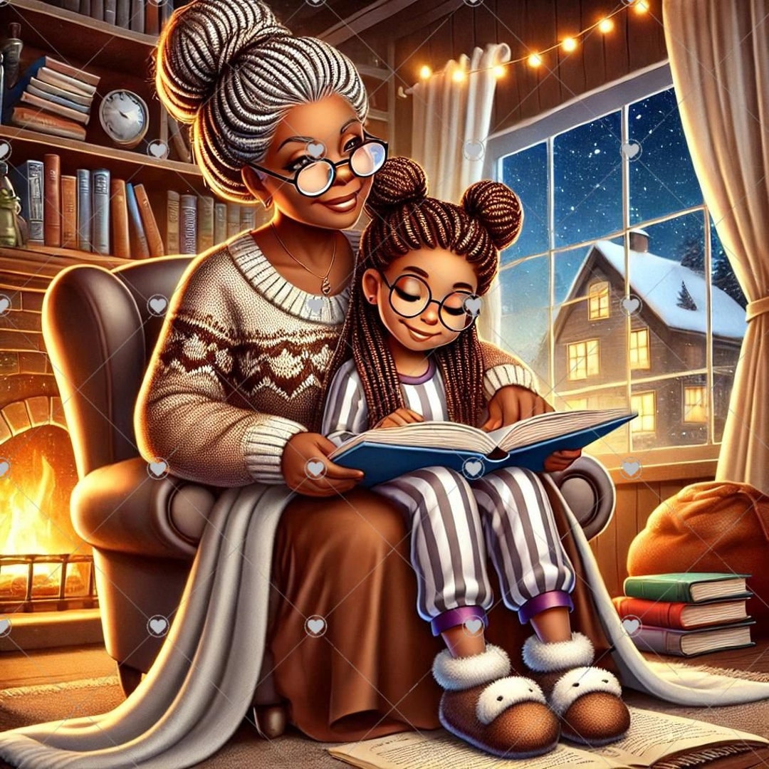 Grandma and Me Clipart: African American Women PNG (digital