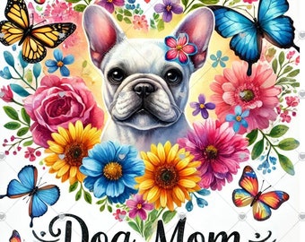 Paquete de imágenes prediseñadas de mamá perruna: Gráficos florales de perros (descarga digital)