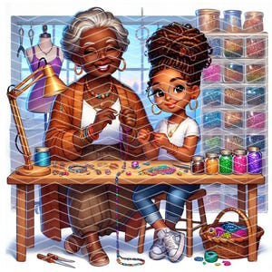 Nonna e io Clipart, afroamericani, donne nere, download digitale, bundle clipart