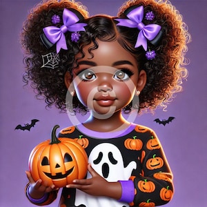 Grafica di Halloween, Clipart di Halloween, Ragazze afroamericane, Magia delle ragazze nere