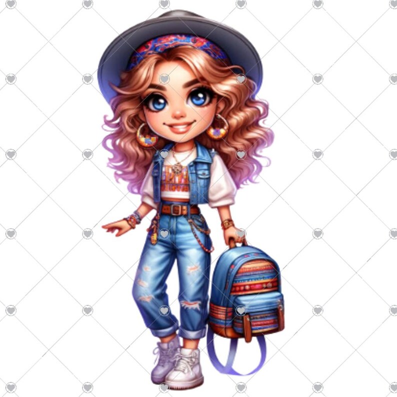 Denim Chibi Girls Clipart Summer Clipart Clipart Bundle Commercial Denim Chibi Girls Clipart Summer Clipart Clipart Bundle Commercial