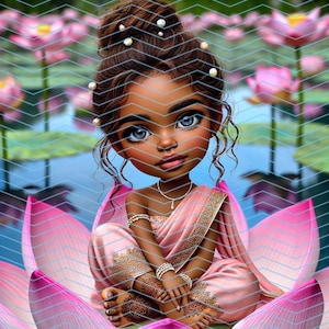 Pacchetto di clipart floreali magiche di Black Girl, download digitale, PNG di sublimazione, creazione di biglietti