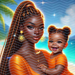 Graphismes maman et moi, Femmes noires, Afro-américain, Téléchargement numérique, Art numérique