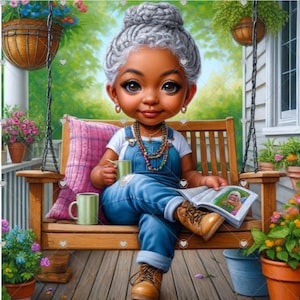 Clipart di donne nere, donne anziane, afroamericani, pacchetto di clipart
