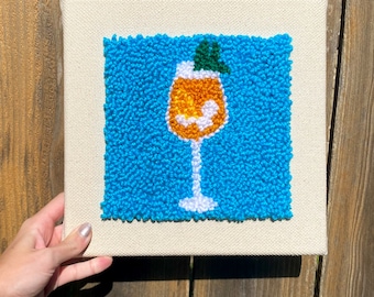 Aperol Spritz Punch Needle Kit | DIY beginner craft kit | easy hobby | DIY punch needle kit