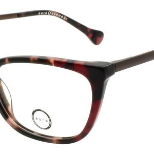 May include: Eyeglasses featuring a tortoiseshell frame with a mix of dark brown, reddish-brown, and light pink tones. The lenses are clear, with a small circular logo containing the text "aura" printed on the right lens and text on the temple.