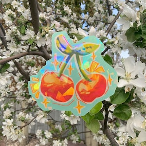 Cherry Holographic Sticker