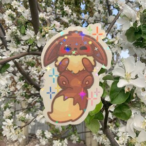 Cute Laughing Eevee Holographic Sticker