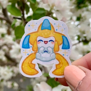 Cute Laughing Jirachi Holographic Sticker