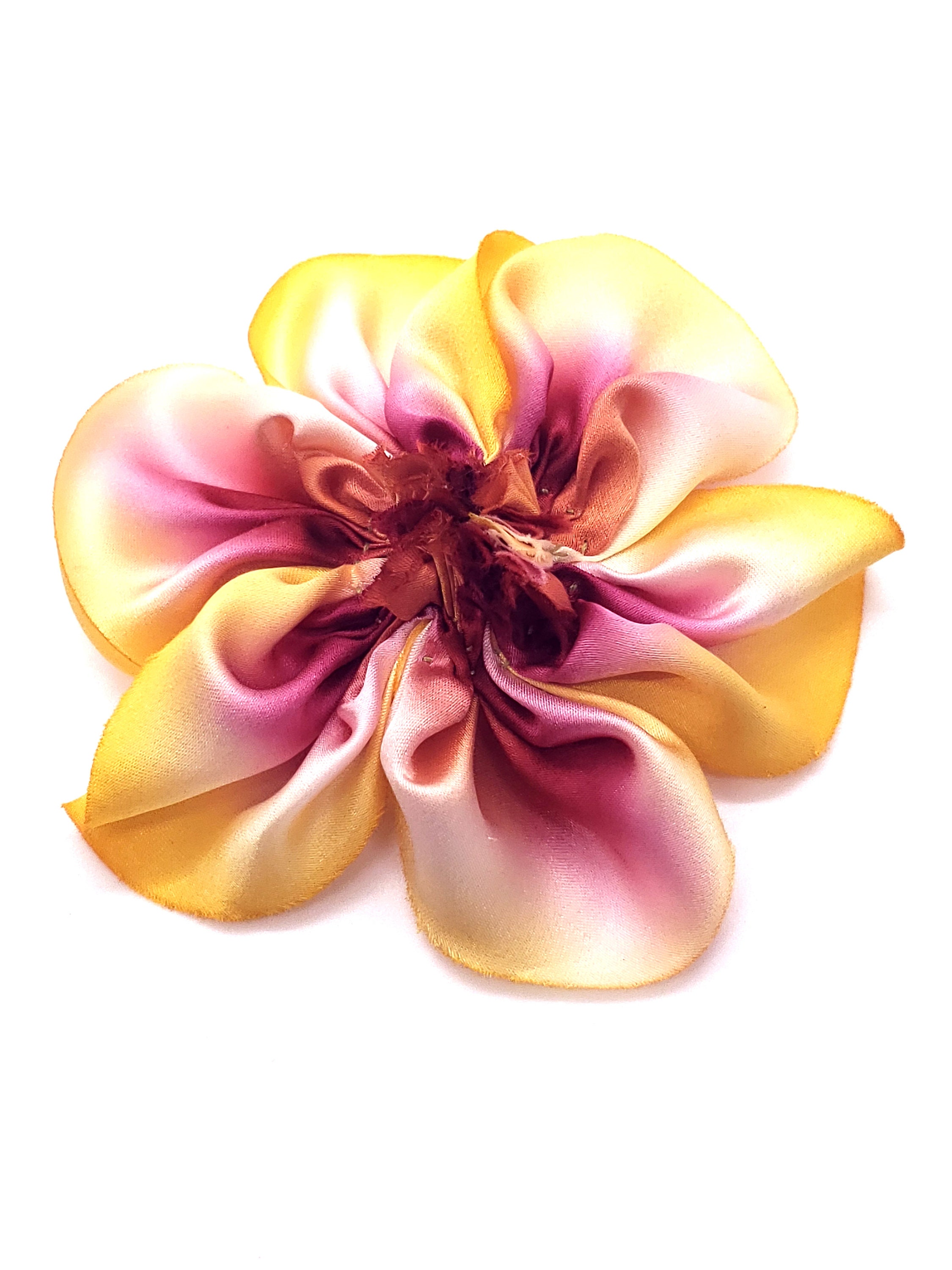 Silk Flower Brooch in Fresh Cut Peach Hand Sewn Yellow and Etsy Singapore
