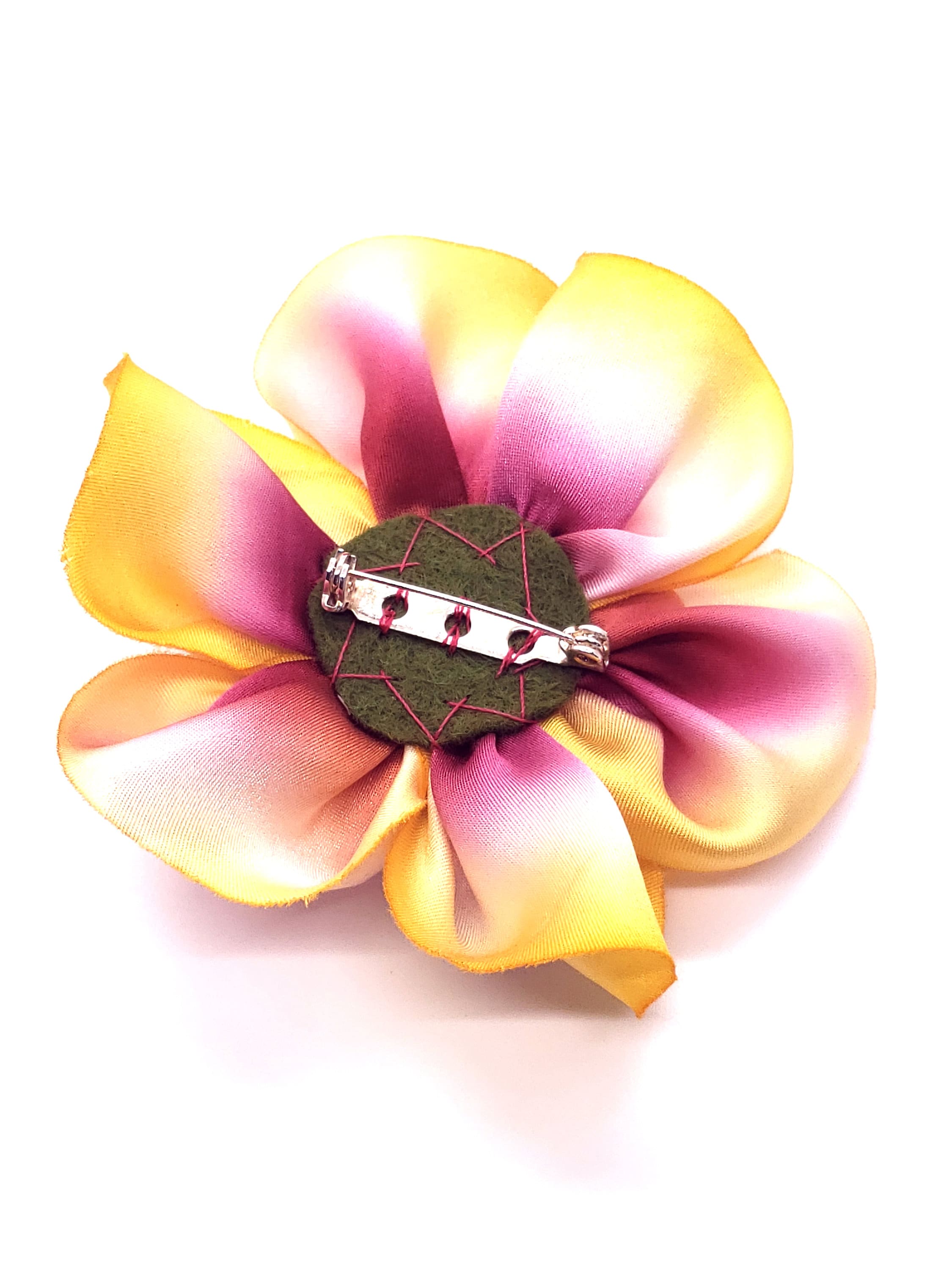 Silk Flower Brooch in Fresh Cut Peach Hand Sewn Yellow and Etsy Singapore
