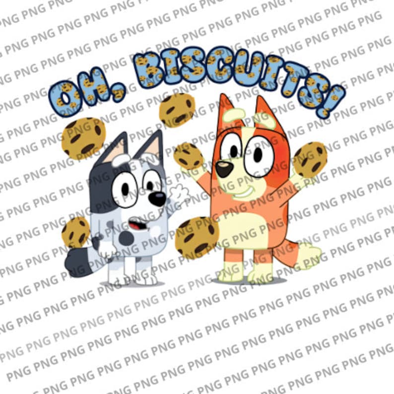 Bluey Oh Biscuits PNG, Bluey Bingo PSD, Bingo Print, Blue Dog Download