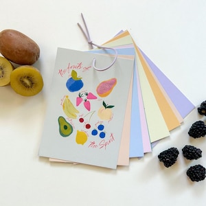 Fruit Of The Spirit-flashkaarten | Schriftgeheugen | Flashcards | Bijbelflitskaartenset | Fruitkunst | Schriftafdrukken | Fruitafdrukken
