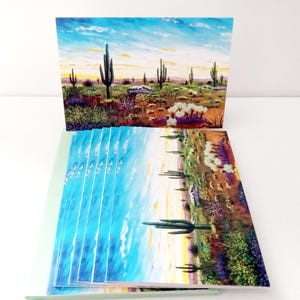 Ensemble de cartes pour notes vierges Flowering Desert Painting - 8 cartes avec enveloppes
