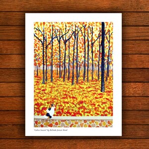 Art Print "Calico Season" Autumn Cat Painting 11 x 14 inch Signed Unframed