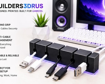 3D Printed Cable Organizer Blocks for Desk, Multi-Cable Management Holder