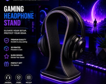 Gaming Headphone Stand | Headset Holder for Desk | Gamer Desk Accessory | Gaming Setup Organizer | Gift for Gamers