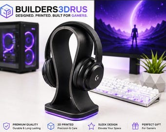 3D Printed Gaming Headphone Stand, Modern Desk Headset Holder, Gamer Accessory