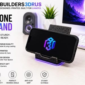 Phone Stand for Desk, Gaming Desk Accessory, Streamer Setup Organizer, iPhone & Android Holder