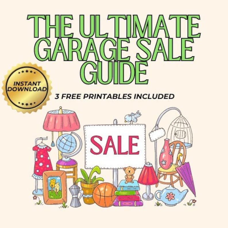 Garage Sale Printable Kit Pricing Guide, Signs, and Checklist Yard
