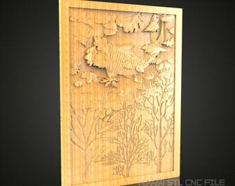 Modello 3D STL del fagiano della foresta - File del router CNC per l'intaglio del legno della fauna selvatica, decorazioni ispirate alla natura
