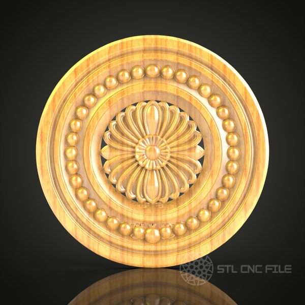 Ornate Circular Rosette STL Model for CNC Router, Compatible with Artcam, Aspire - Decorative Wall Art