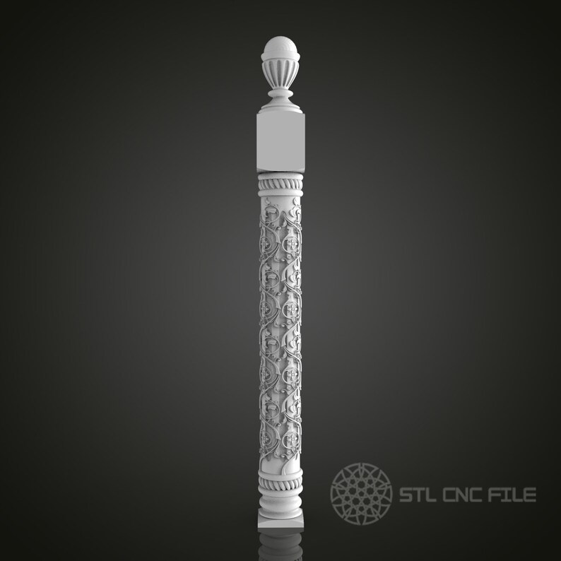 Carved Column STL Model: Floral Vine CNC Router Design - Etsy