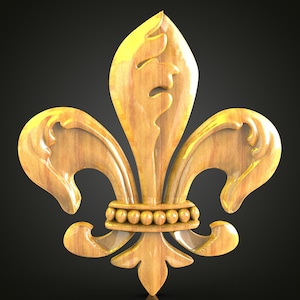 Regal Fleur-de-Lis CNC-houtsnijwerk, STL-model voor bovenfrees, luxe wanddecoratie