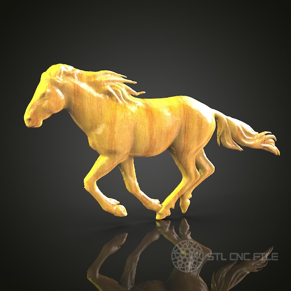 Galloping Horse 3D STL Model for CNC Router - Dynamic Equestrian Wood Carving Digital File, Equine Art Decor