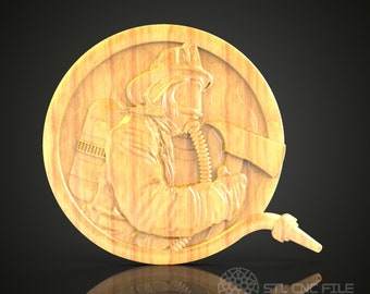 Heroic Firefighter Wall Art - 3D STL File for CNC Wood Carving
