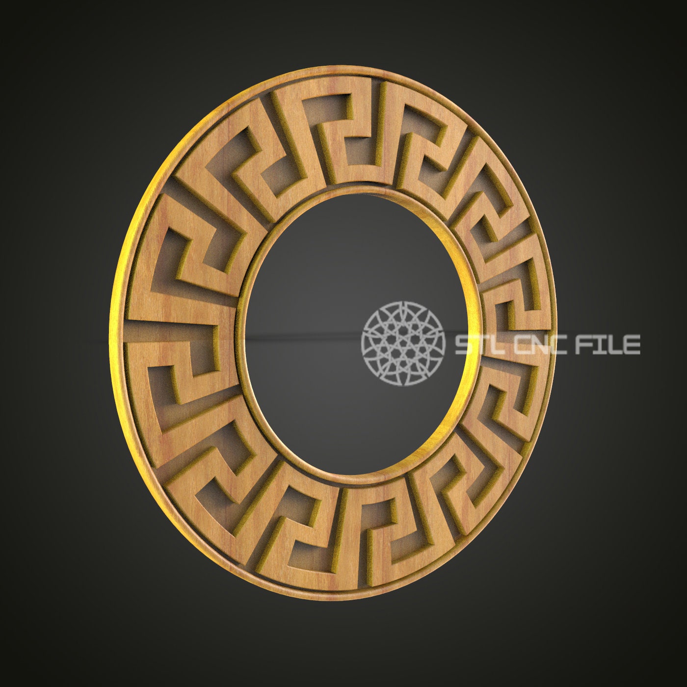 Cnc Router Geometric Frame Geometric Greek Key Circular Frame - CNC Router STL File, Modern Wall ...