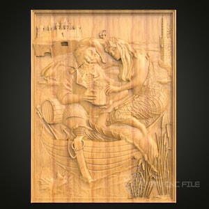 Mythical Sea Journey CNC Carving STL File - Nautical Theme Wood Art, Compatible with Artcam, Aspire