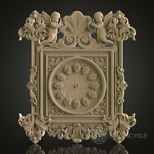 Ornate Angel Clock Wall Decor: CNC Router 3D STL Model