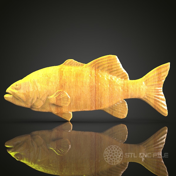 Fish 3D STL Model for CNC Router - Aquatic Life Wood Carving Digital File, Marine Art Decor