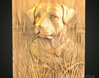 Labrador Retriever CNC STL File: 3D Dog Wood Carving, Pet Art