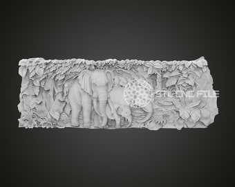 STL-bestand olifantenfamilie: CNC-snijwerk met dieren in het wild
