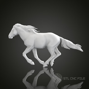 Running Horse 3D Relief Art for CNC Router, Artcam, Aspire, Wall Decor, STL Model, Compatible with 3D Printers