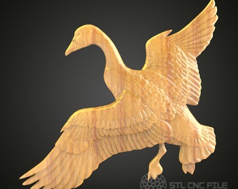 Graceful Goose STL Model for CNC Routers - Ideal for Wood or Metal Wall Art