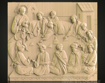 Modelo STL 3D de La Última Cena: Archivo de grabado para enrutador CNC para Artcam Aspire