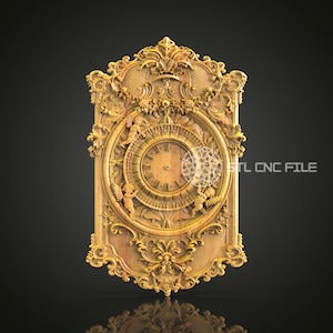 Reloj rococó ornamentado, modelo 3D STL: archivos de tallado CNC
