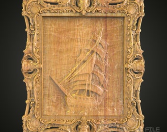 Sailing Ship 3D STL Model - CNC Router File for Nautical Wood Carving, Maritime Decor