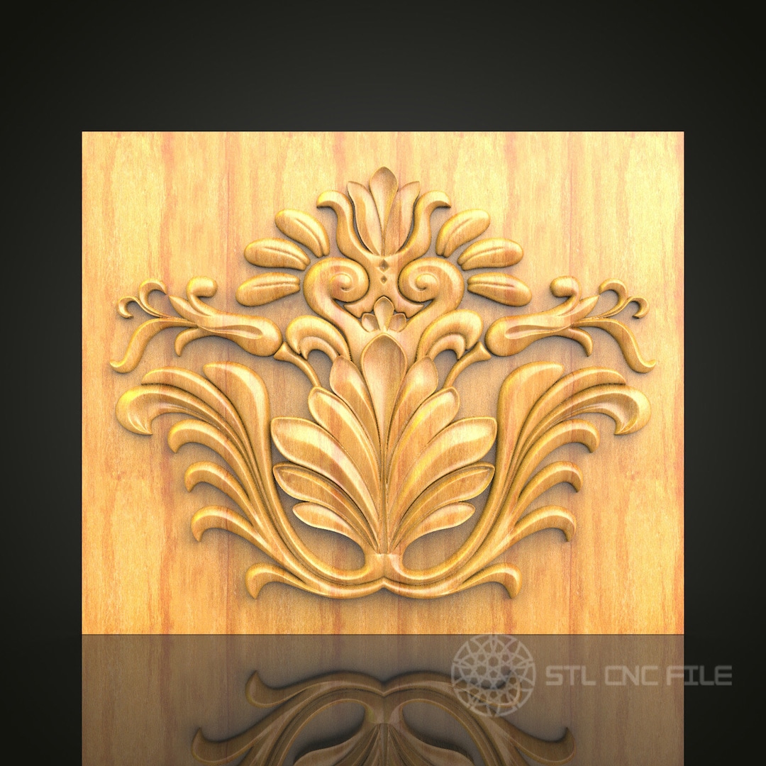 Symmetrical Floral Crest STL Model for CNC Routers – Classic Wall Decor ...