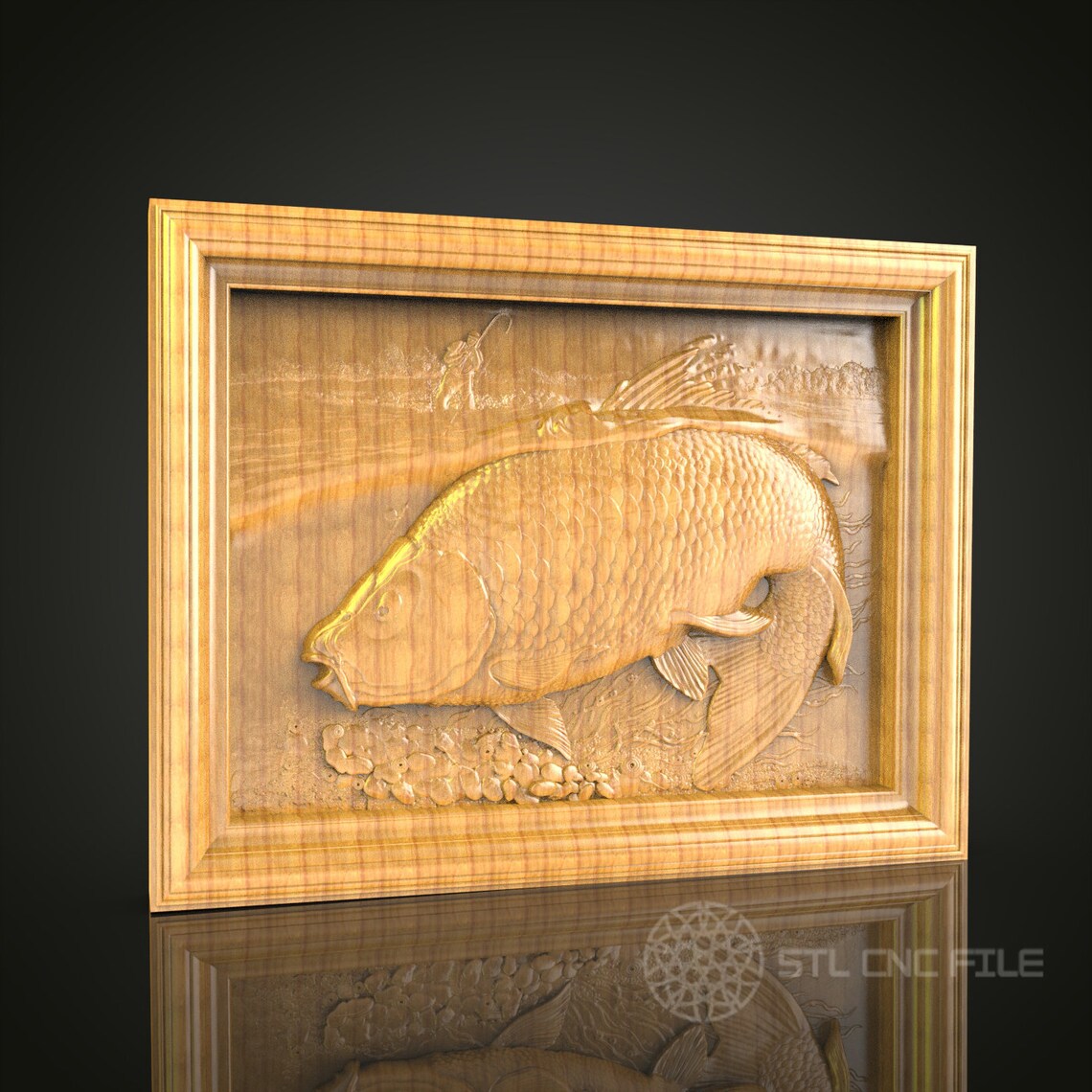 Lifelike Carp Fish Wood Carving - CNC Router STL File for Anglers and ...