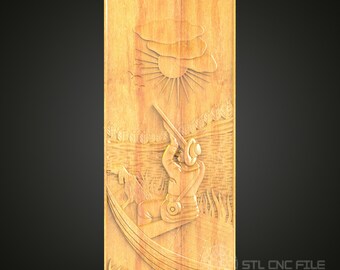Ancient Warrior in Boat Relief STL Model: CNC Router Carving