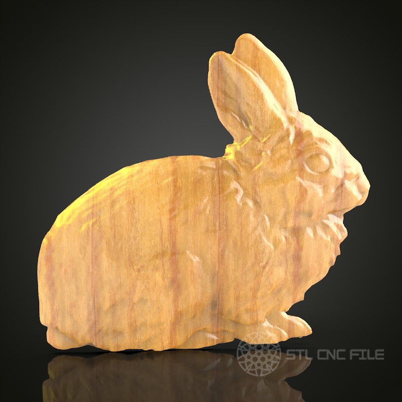 Rabbit 3D STL Model for CNC Router - Detailed Bunny Wood Carving ...