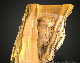 Majestic Owl Wood Carving STL File: CNC Nature Wall Art